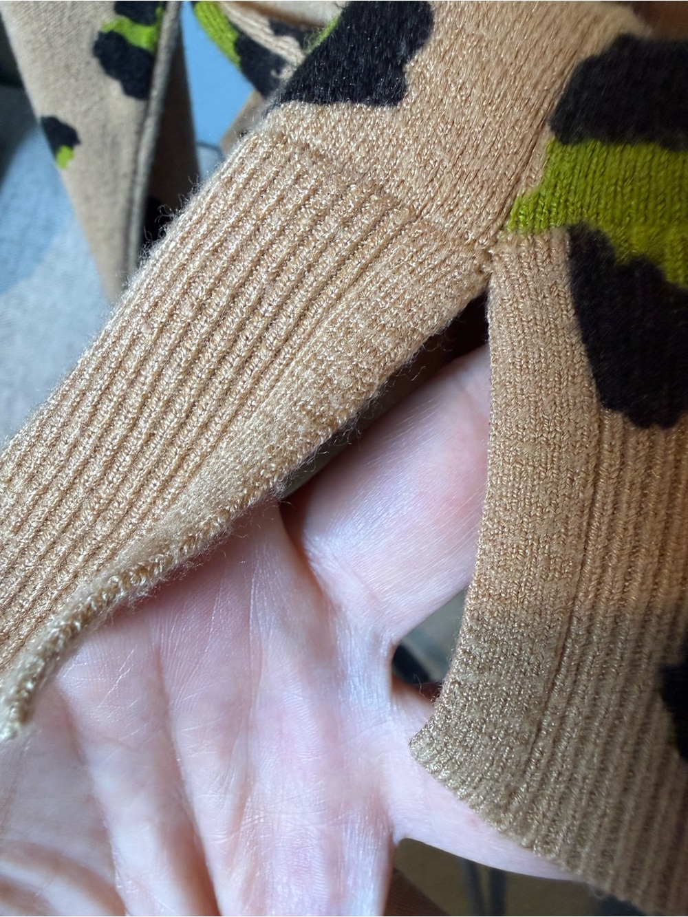Style & Co. Beige Leopard Crewneck Sweater with Black and Lime Green Spots (2X) - Picture 3 of 9